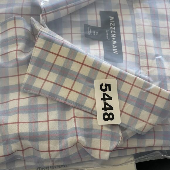 Mizzen Main Leeward Shirt Mens XL Plaid Trim Fit Button Up Performance Career - Picture 13 of 13